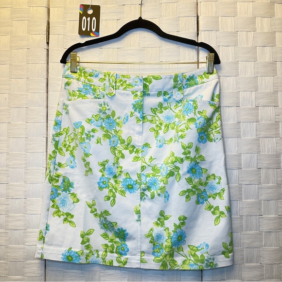 J. McLaughlin‎ Floral Mini Skirt Blue Green White Preppy Casual Skirt Size 8 - Picture 6 of 15